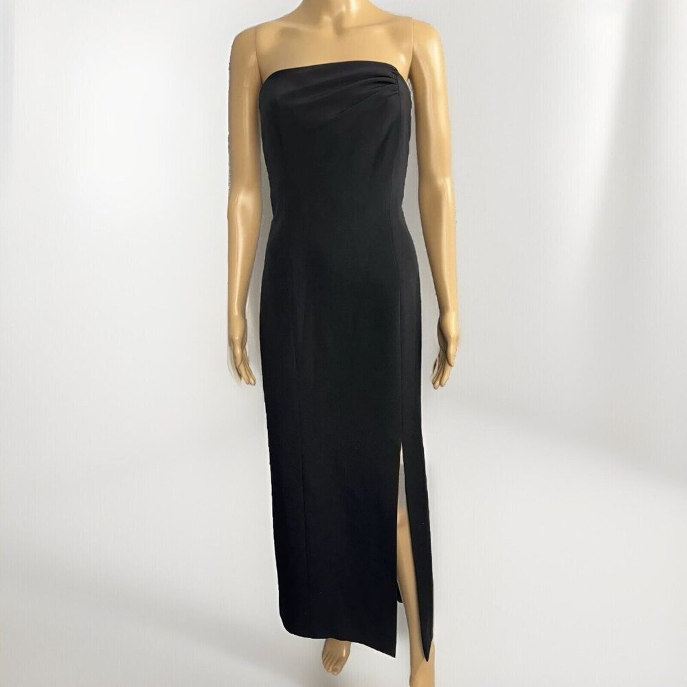 VTG RARE 100% Silk Chetta B Bergdorf Goodman Black Gown Strapless Maxi Dress 4‎